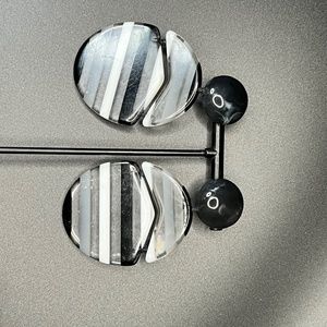 Black White and Clear Oval Earrings